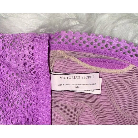 Victorias Secret Lace Triangle Cup Longline Bralette WF Womens L Large Purple - Picture 5 of 5